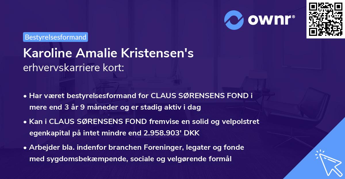 Karoline Amalie Kristensen's erhvervskarriere kort