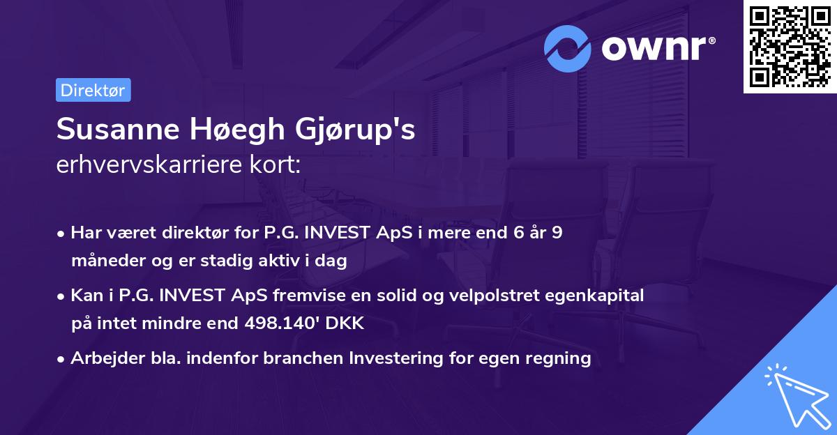 Susanne Høegh Gjørup's erhvervskarriere kort