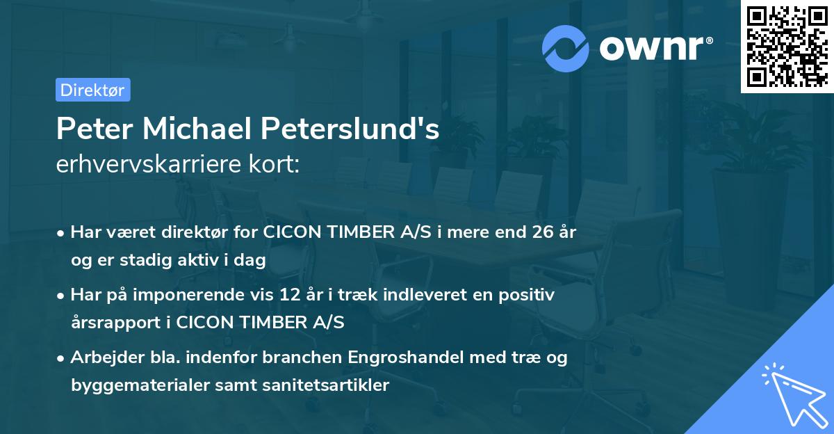 Peter Michael Peterslund's erhvervskarriere kort