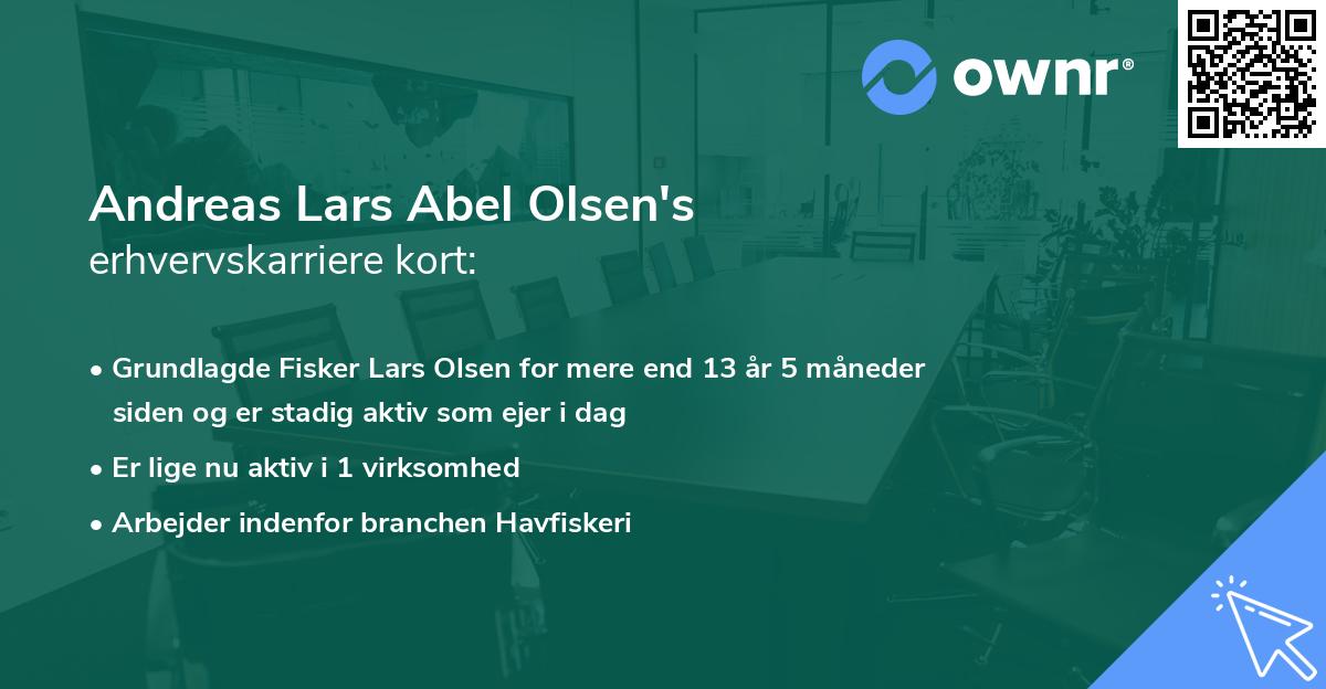 Andreas Lars Abel Olsen's erhvervskarriere kort