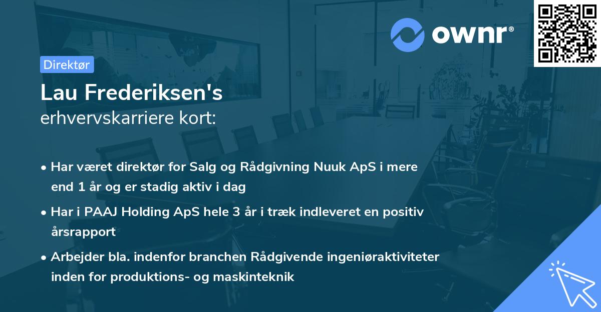 Lau Frederiksen's erhvervskarriere kort