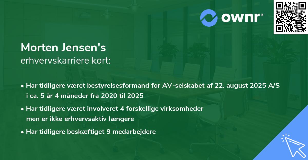 Morten Jensen's erhvervskarriere kort