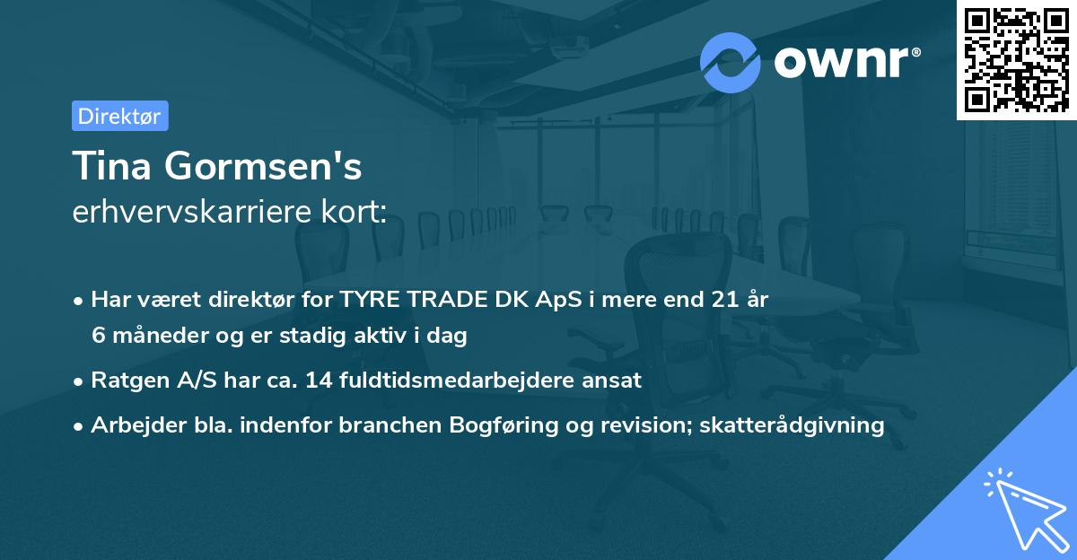 Tina Gormsen's erhvervskarriere kort