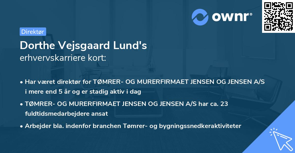 Dorthe Vejsgaard Lund's erhvervskarriere kort