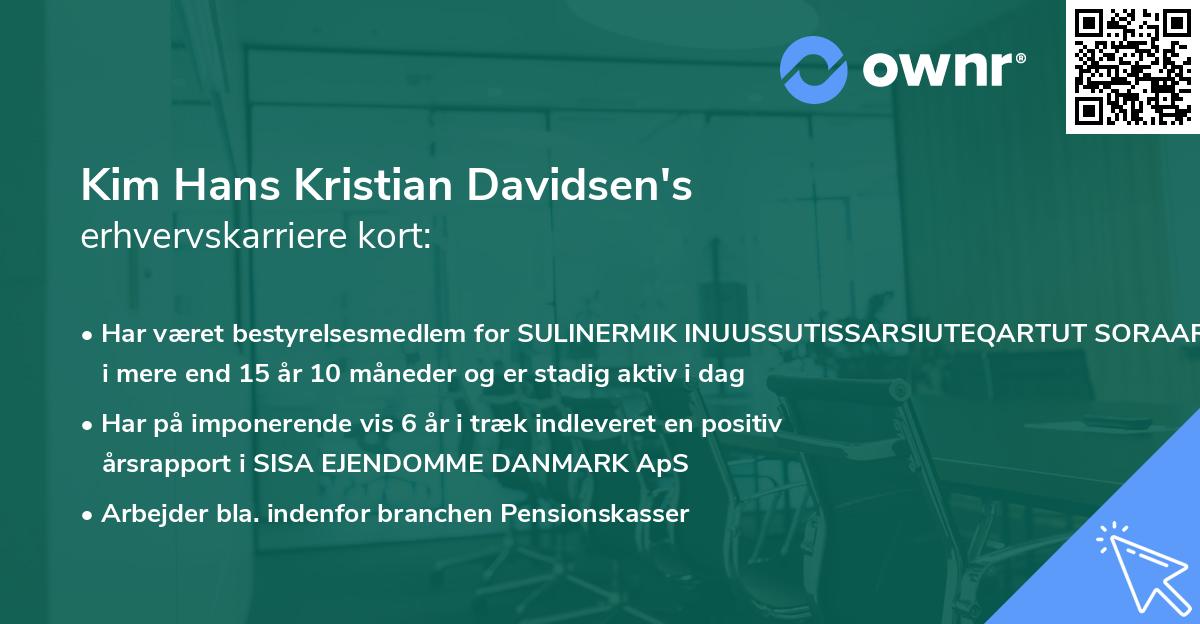 Kim Hans Kristian Davidsen's erhvervskarriere kort