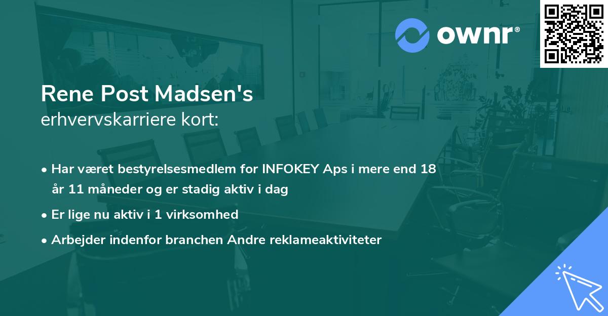 Rene Post Madsen's erhvervskarriere kort