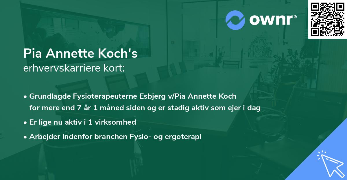 Pia Annette Koch's erhvervskarriere kort