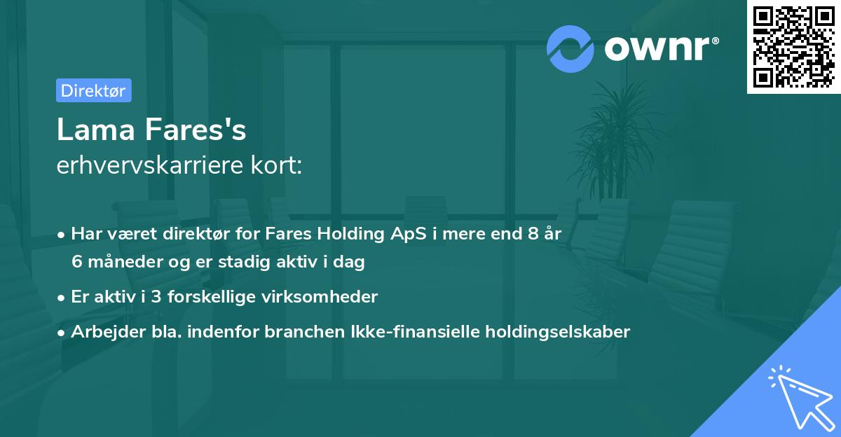 Lama Fares's erhvervskarriere kort