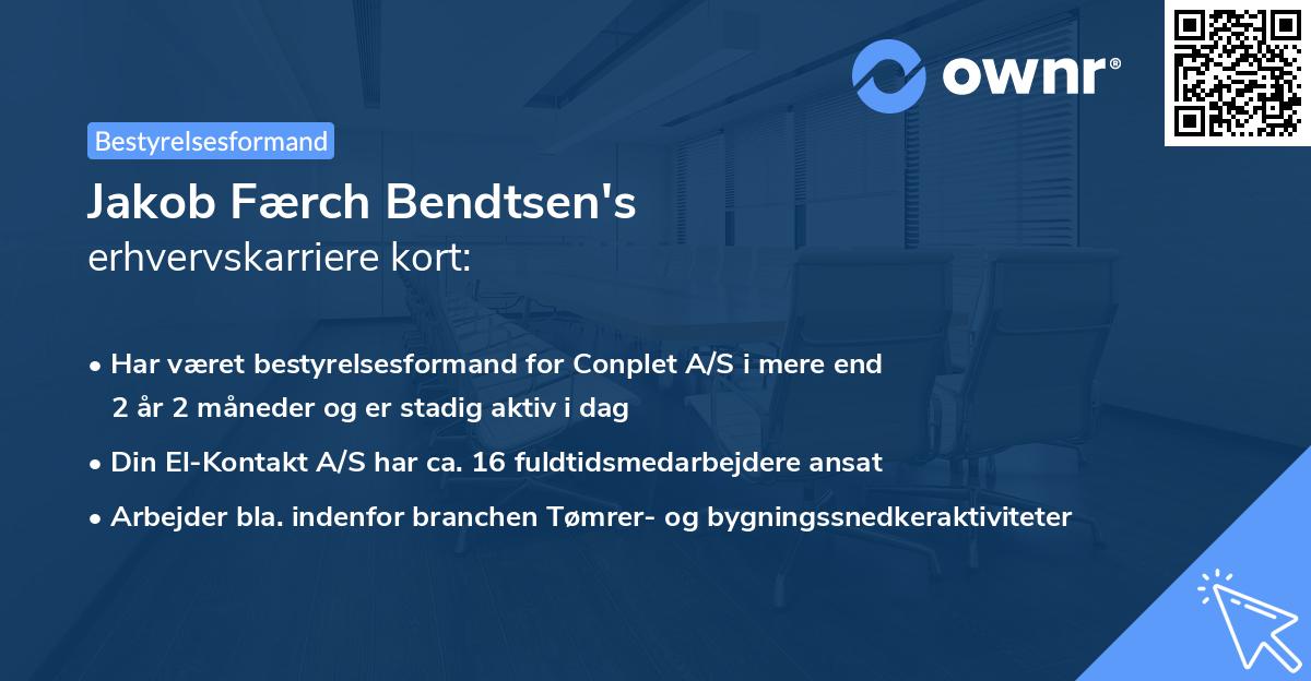 Jakob Færch Bendtsen's erhvervskarriere kort