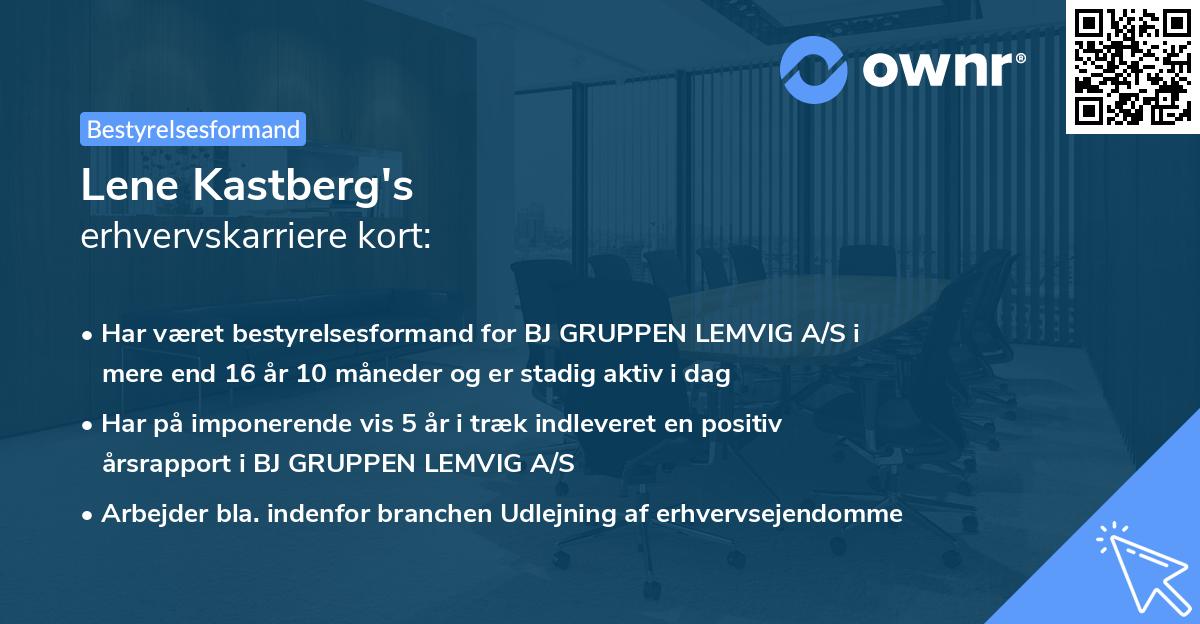 Lene Kastberg's erhvervskarriere kort