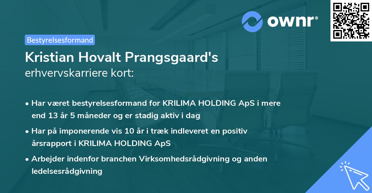 Kristian Hovalt Prangsgaard's erhvervskarriere kort