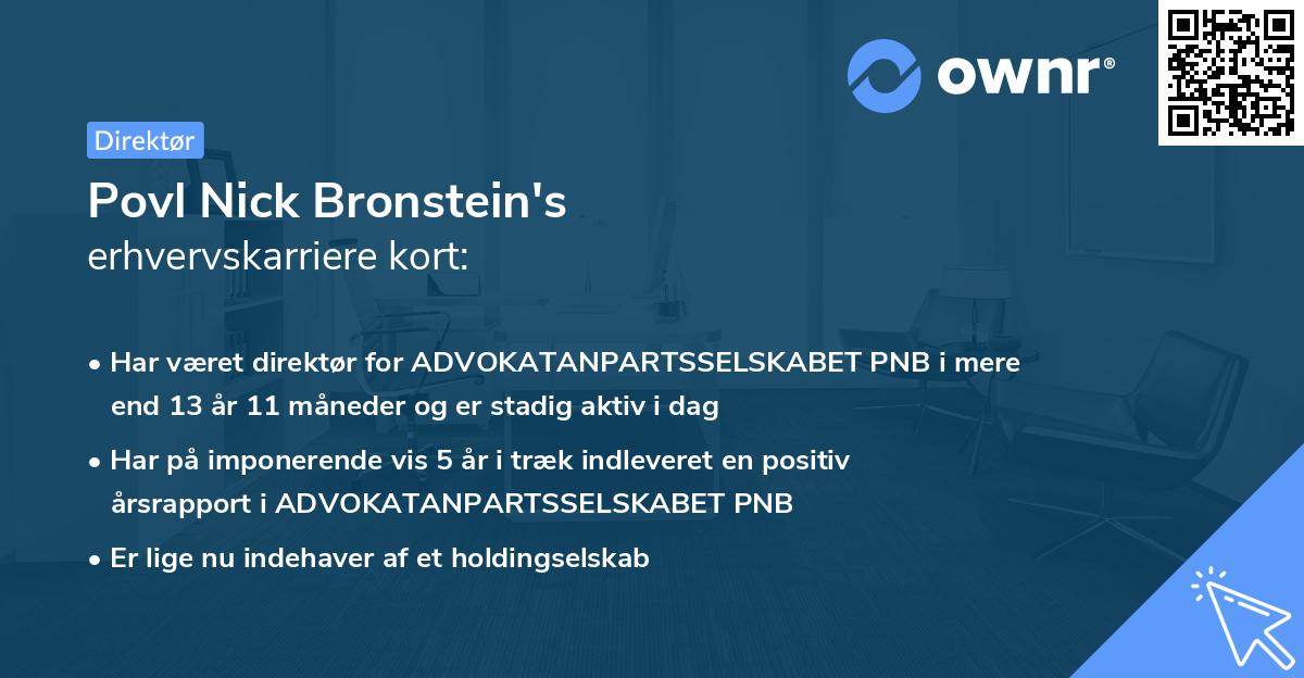 Povl Nick Bronstein's erhvervskarriere kort