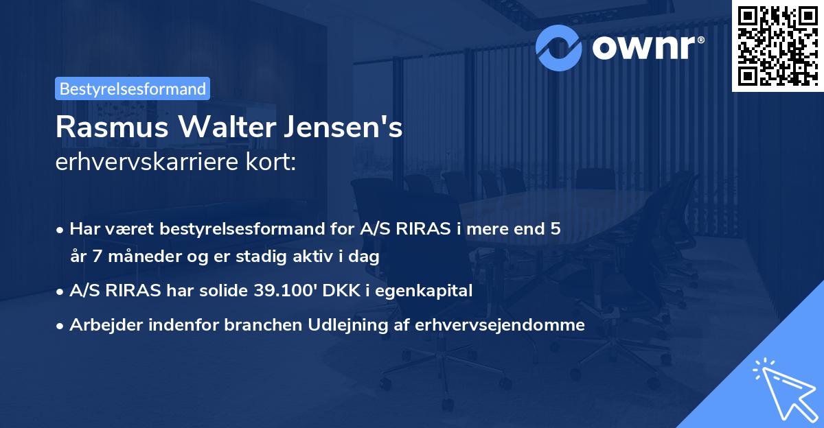 Rasmus Walter Jensen's erhvervskarriere kort