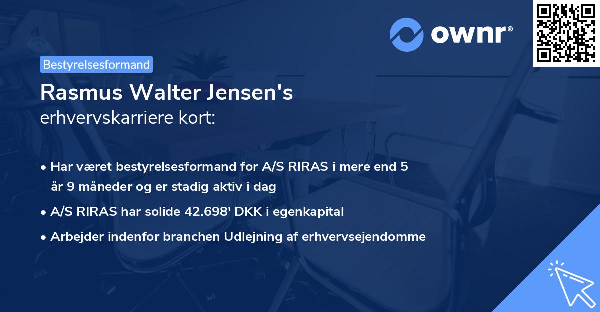 Rasmus Walter Jensen's erhvervskarriere kort