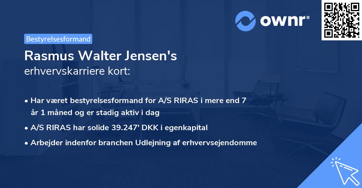 Rasmus Walter Jensen's erhvervskarriere kort