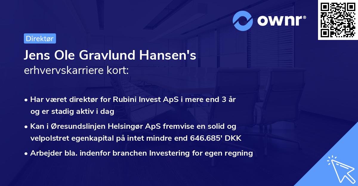Jens Ole Gravlund Hansen's erhvervskarriere kort