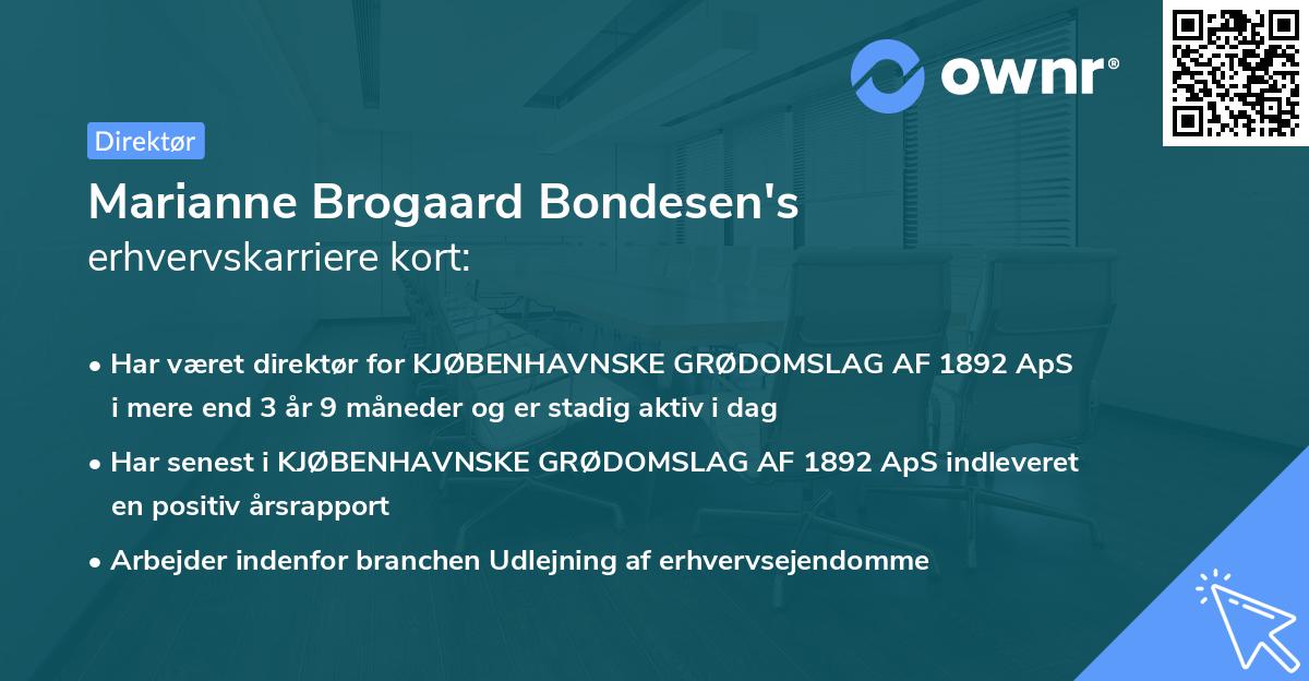 Marianne Brogaard Bondesen's erhvervskarriere kort