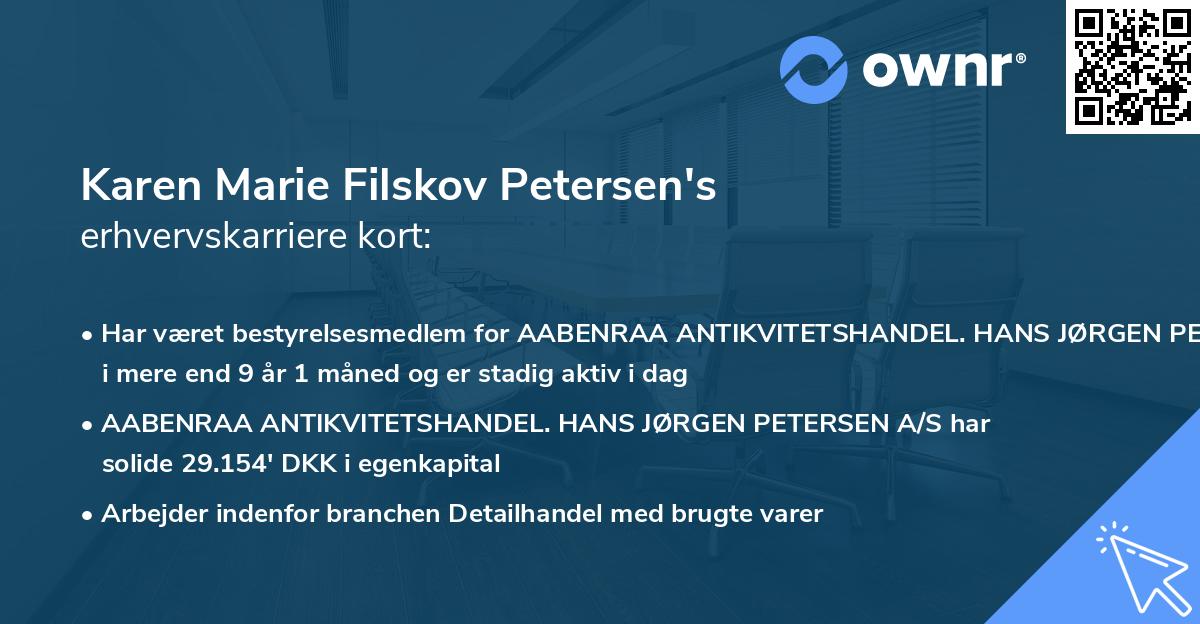 Karen Marie Filskov Petersen's erhvervskarriere kort