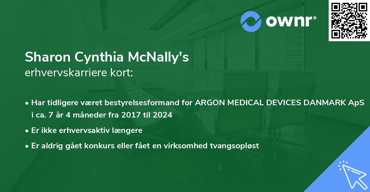 Sharon Cynthia McNally's erhvervskarriere kort