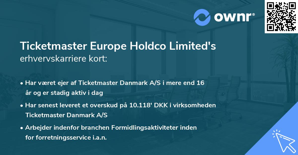 Ticketmaster Europe Holdco Limited's erhvervskarriere kort