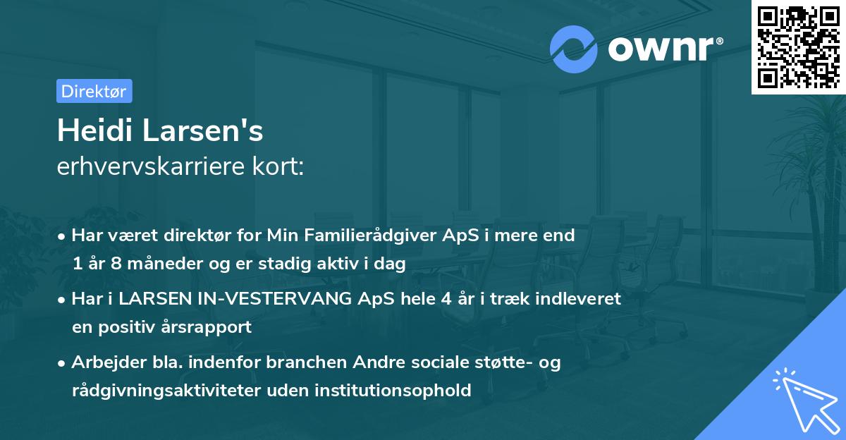 Heidi Larsen's erhvervskarriere kort
