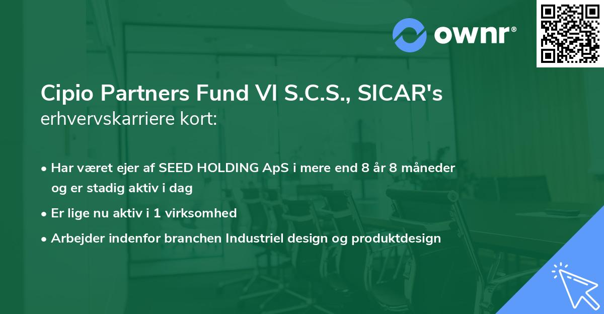 Cipio Partners Fund VI S.C.S., SICAR's erhvervskarriere kort