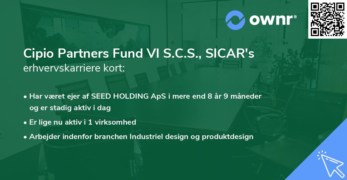 Cipio Partners Fund VI S.C.S., SICAR's erhvervskarriere kort