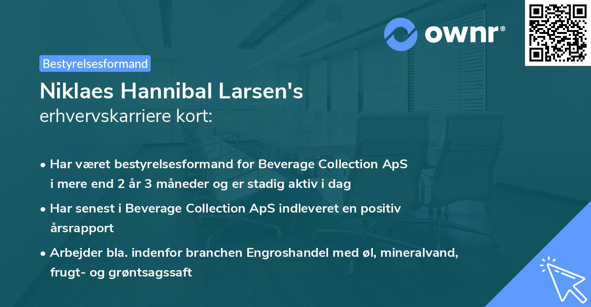 Niklaes Hannibal Larsen's erhvervskarriere kort