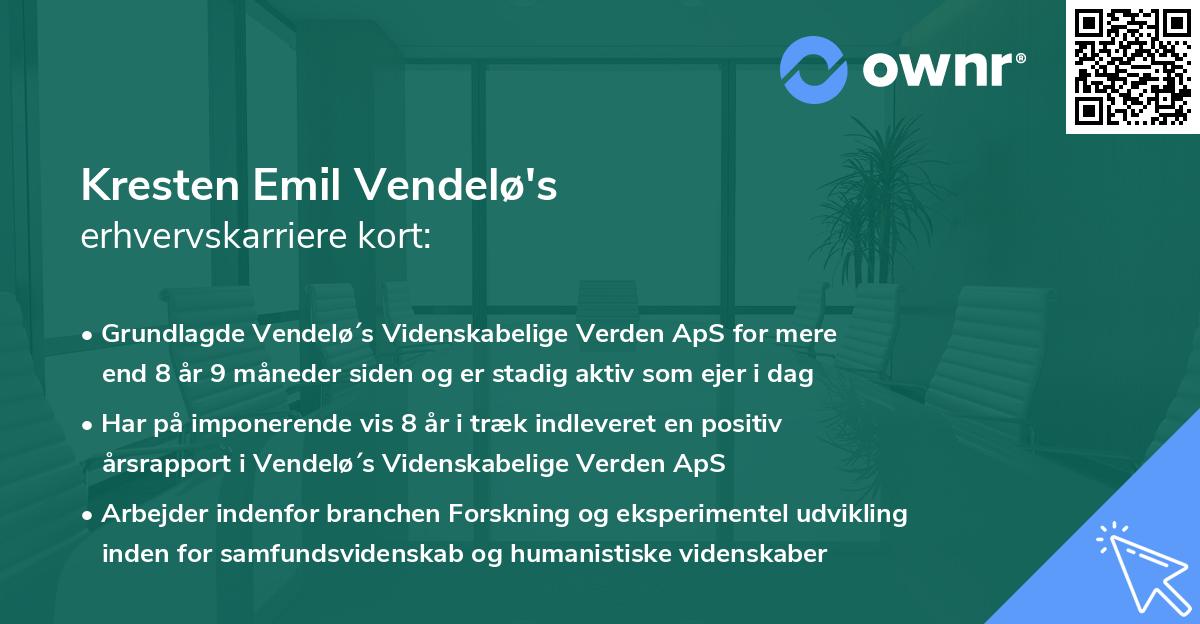 Kresten Emil Vendelø's erhvervskarriere kort