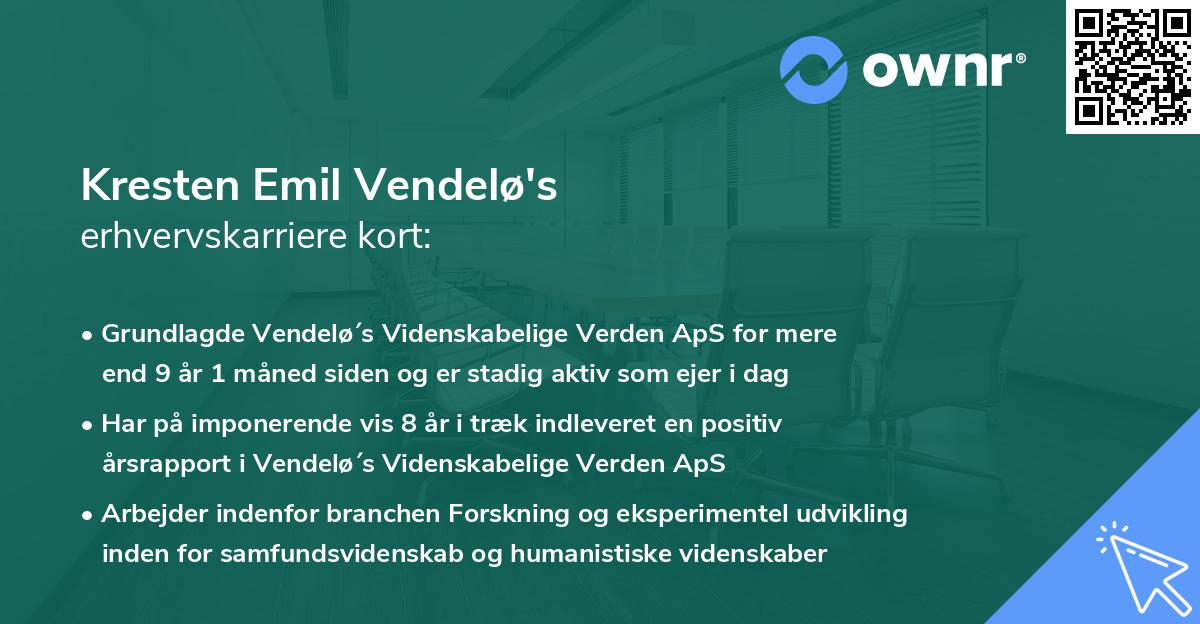 Kresten Emil Vendelø's erhvervskarriere kort