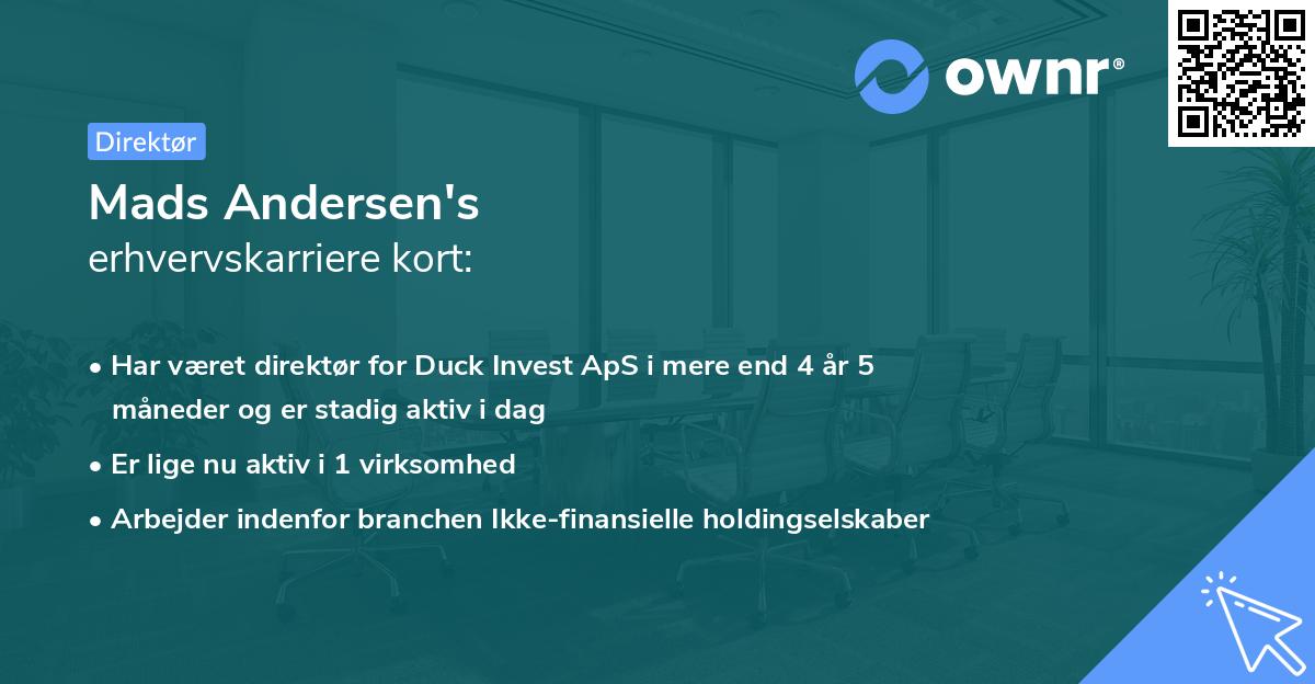 Mads Andersen's erhvervskarriere kort