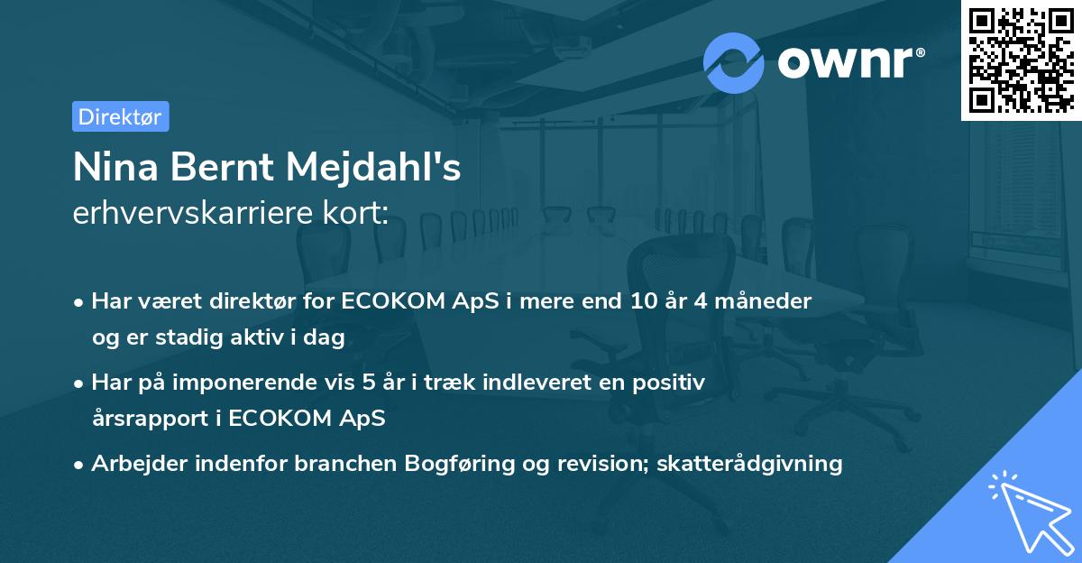 Nina Bernt Mejdahl's erhvervskarriere kort
