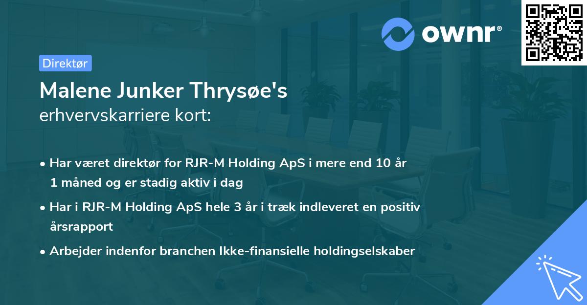 Malene Junker Thrysøe's erhvervskarriere kort