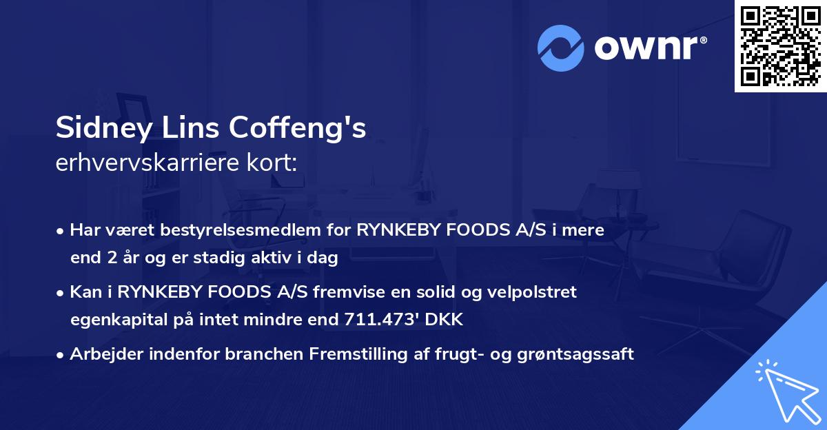 Sidney Lins Coffeng's erhvervskarriere kort