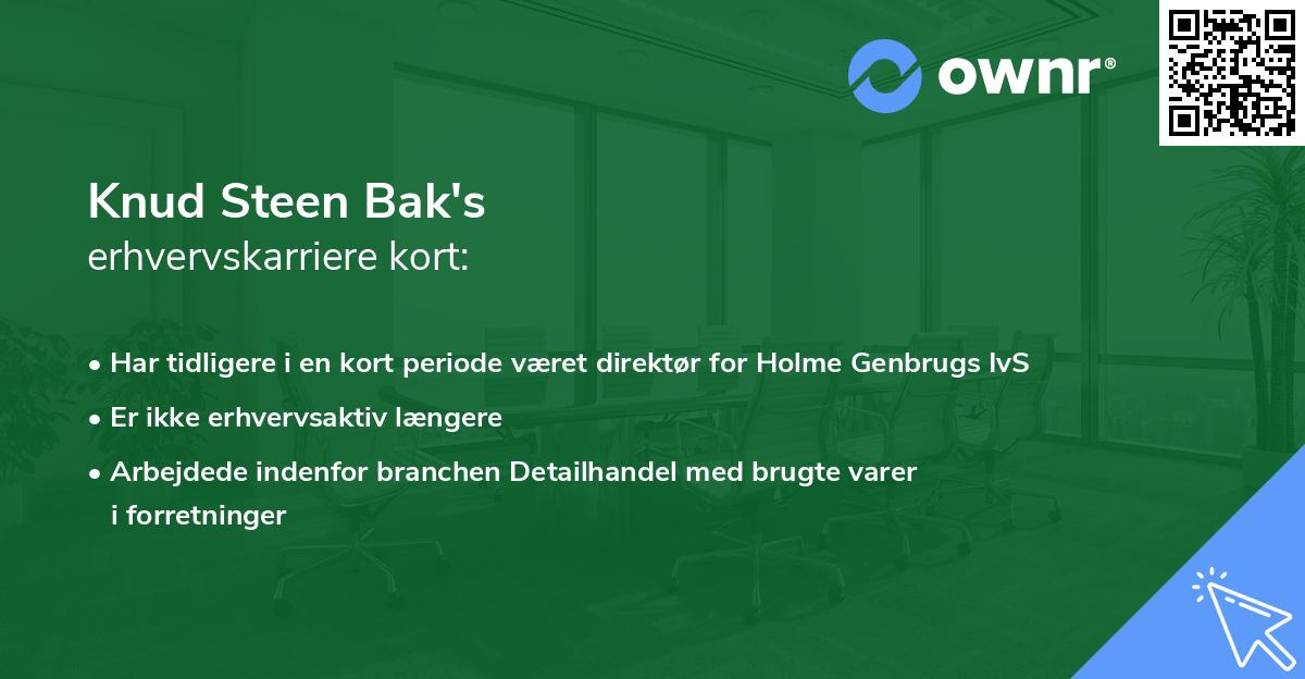 Knud Steen Bak's erhvervskarriere kort