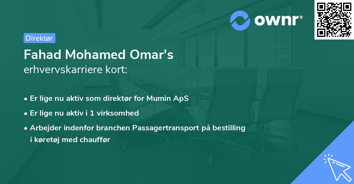 Fahad Mohamed Omar's erhvervskarriere kort