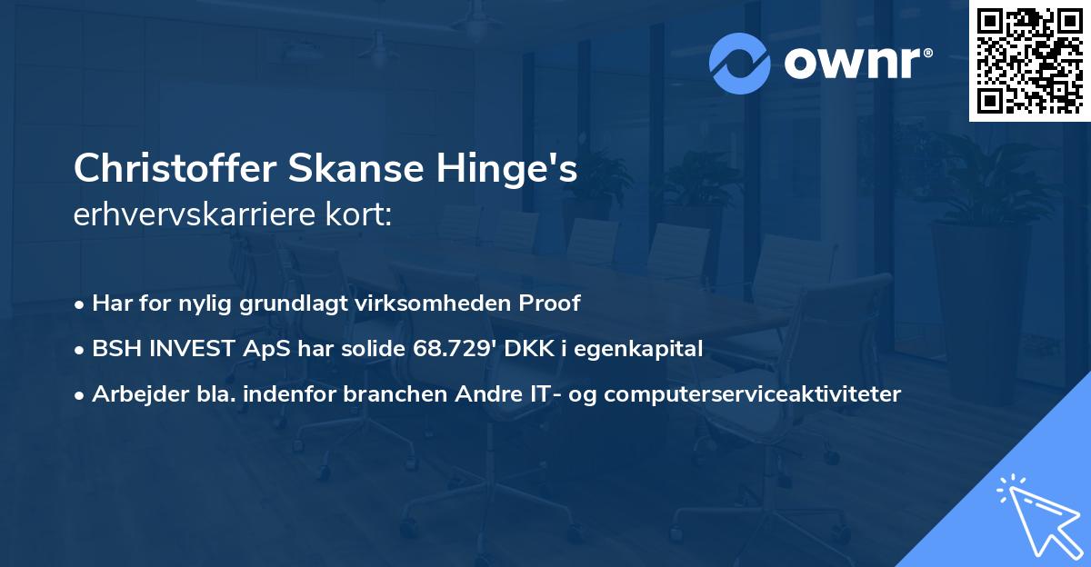 Christoffer Skanse Hinge's erhvervskarriere kort