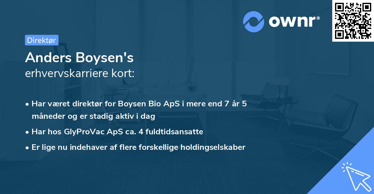 Anders Boysen's erhvervskarriere kort