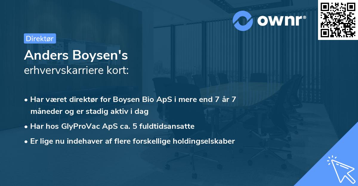 Anders Boysen's erhvervskarriere kort