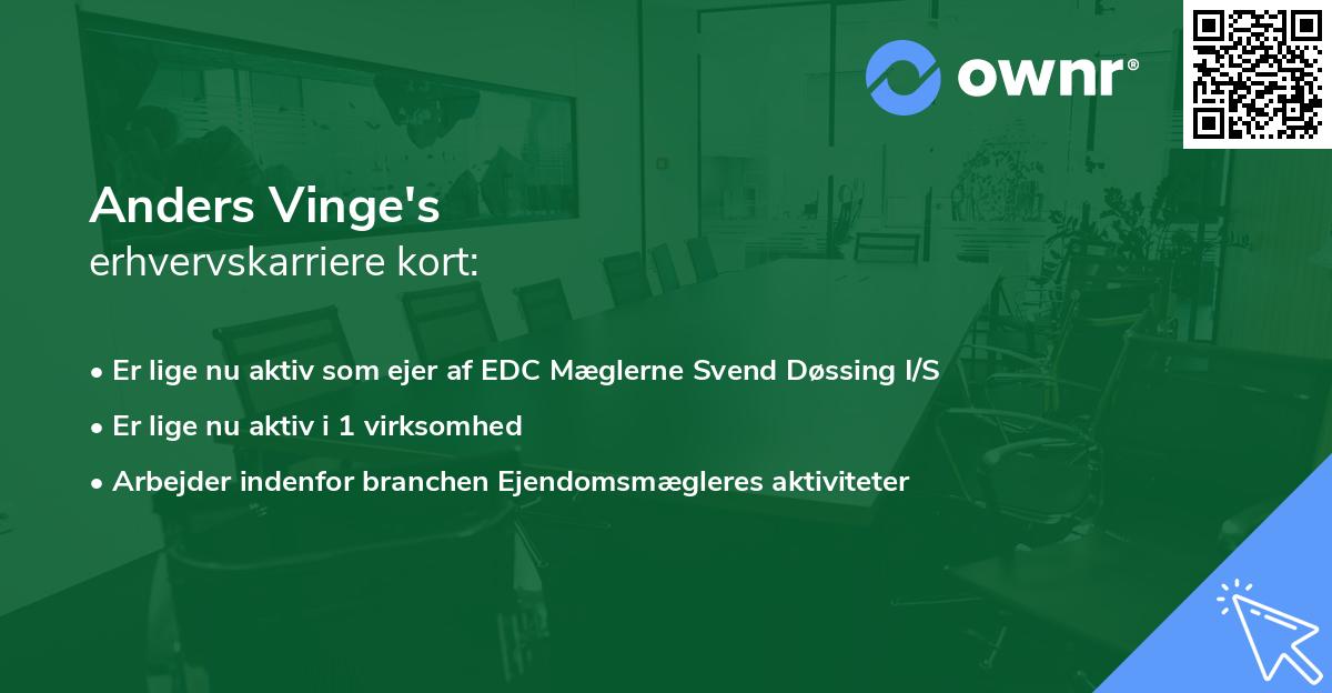 Anders Vinge's erhvervskarriere kort
