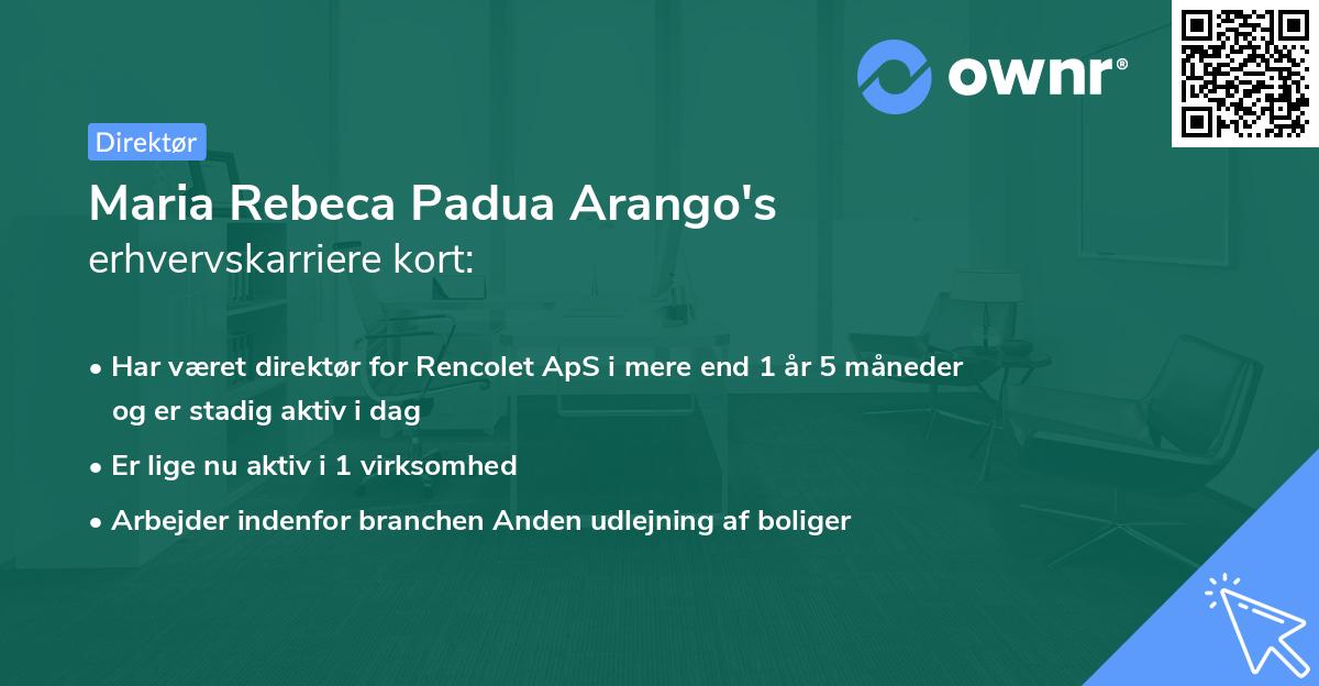 Maria Rebeca Padua Arango's erhvervskarriere kort