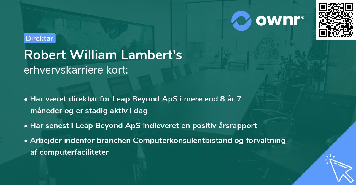 Robert William Lambert's erhvervskarriere kort