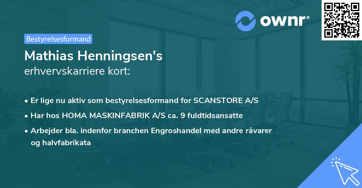 Mathias Henningsen's erhvervskarriere kort