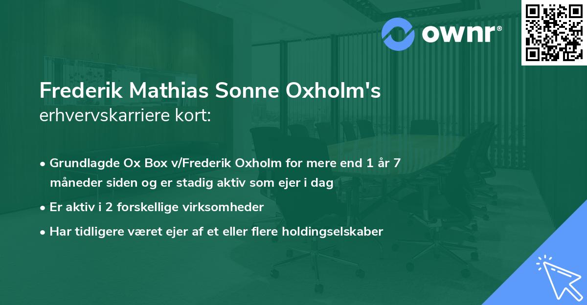 Frederik Mathias Sonne Oxholm's erhvervskarriere kort