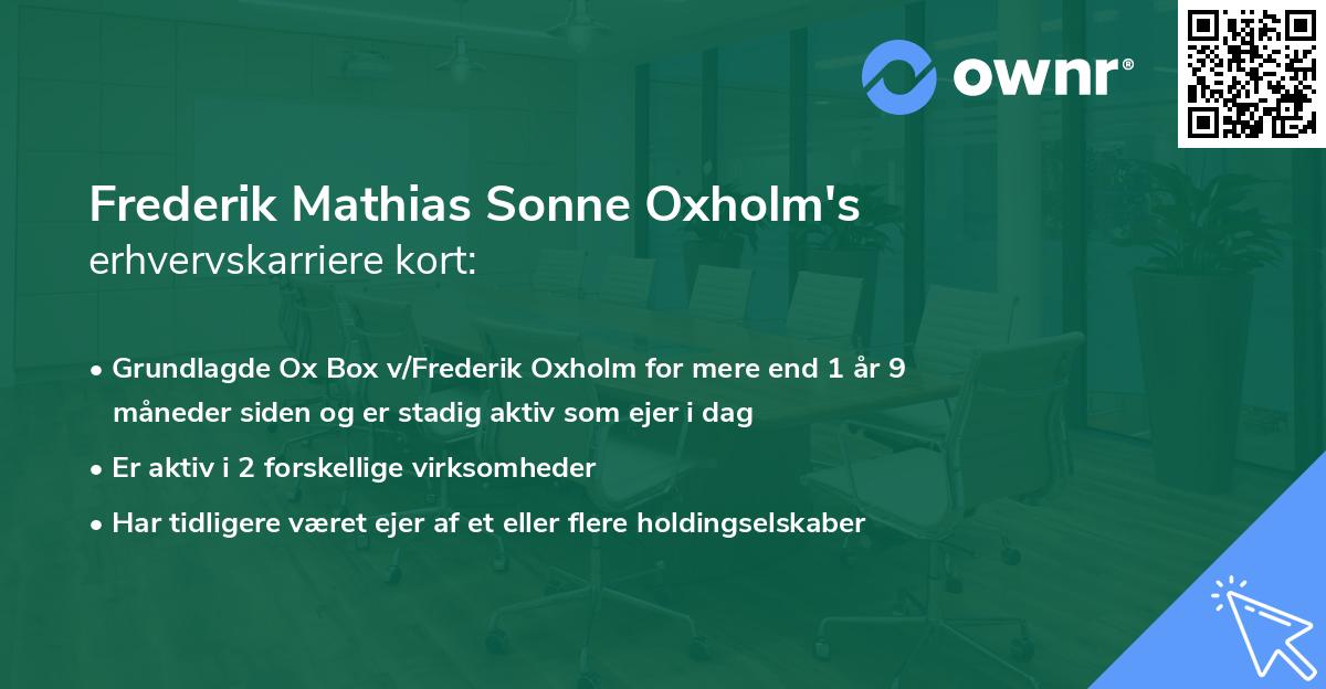 Frederik Mathias Sonne Oxholm's erhvervskarriere kort