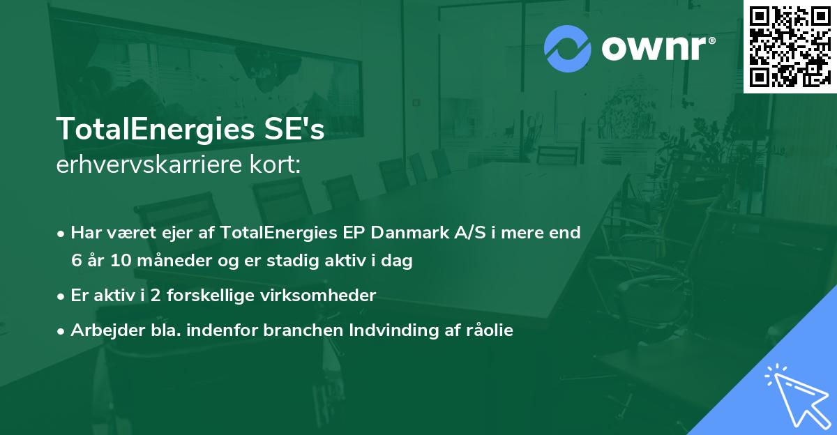 TotalEnergies SE's erhvervskarriere kort