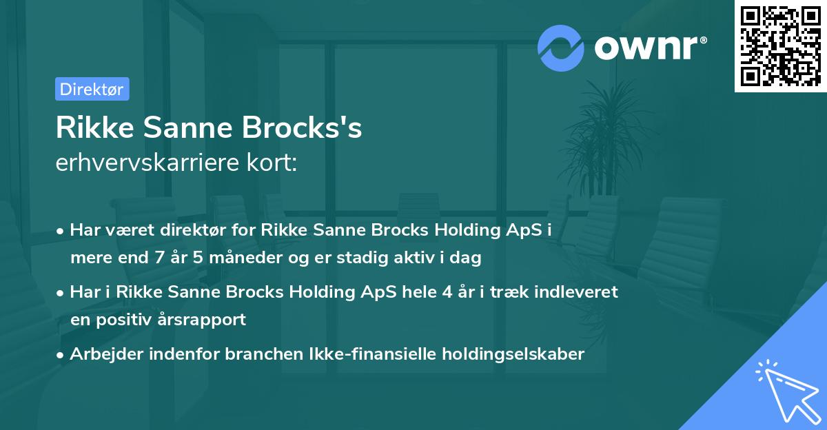 Rikke Sanne Brocks's erhvervskarriere kort