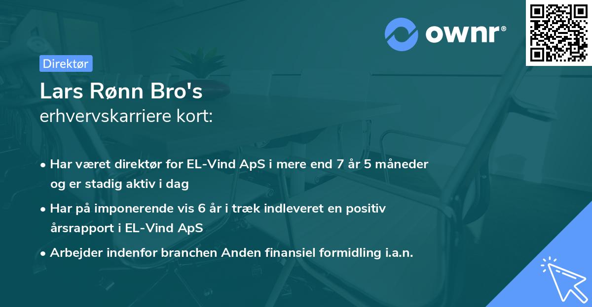 Lars Rønn Bro's erhvervskarriere kort