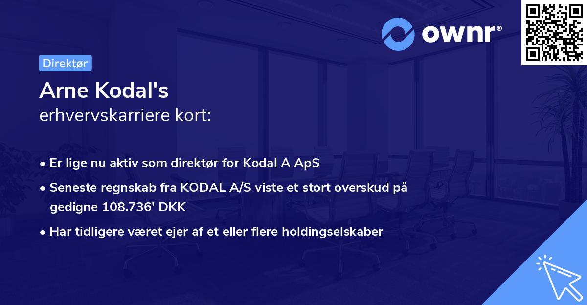 Arne Kodal's erhvervskarriere kort