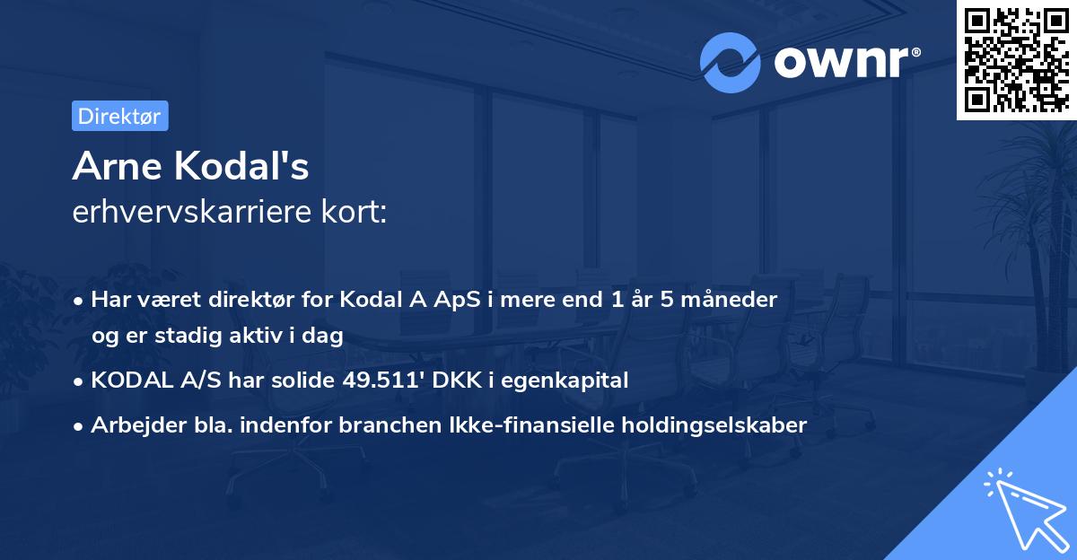 Arne Kodal's erhvervskarriere kort